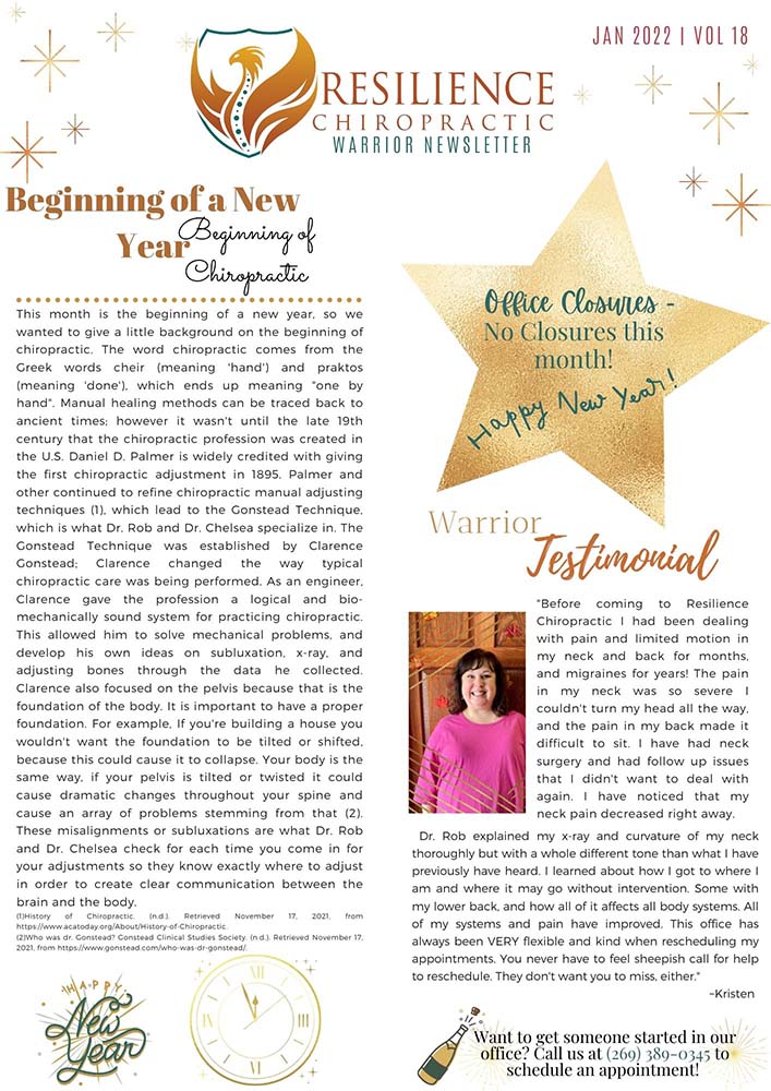 Chiropractic Kalamazoo MI January Week 1 Newsletter