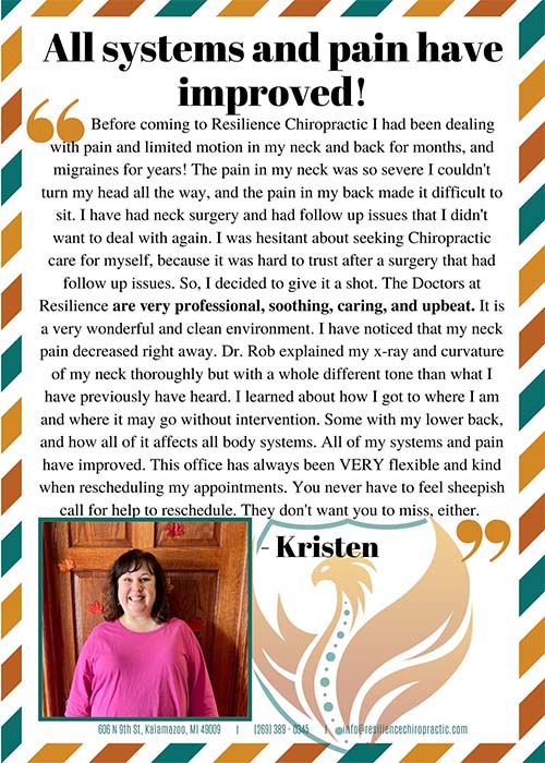 Chiropractic Kalamazoo MI Warrior Testimonial - Kristen