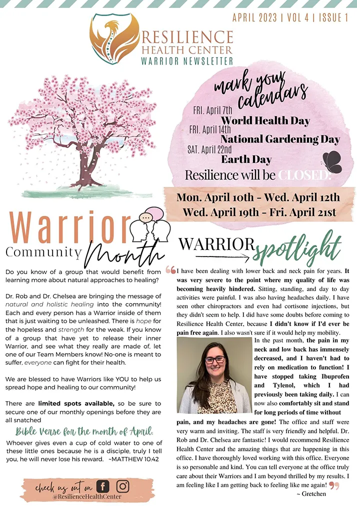 Chiropractic Kalamazoo MI April Newsletter 2023